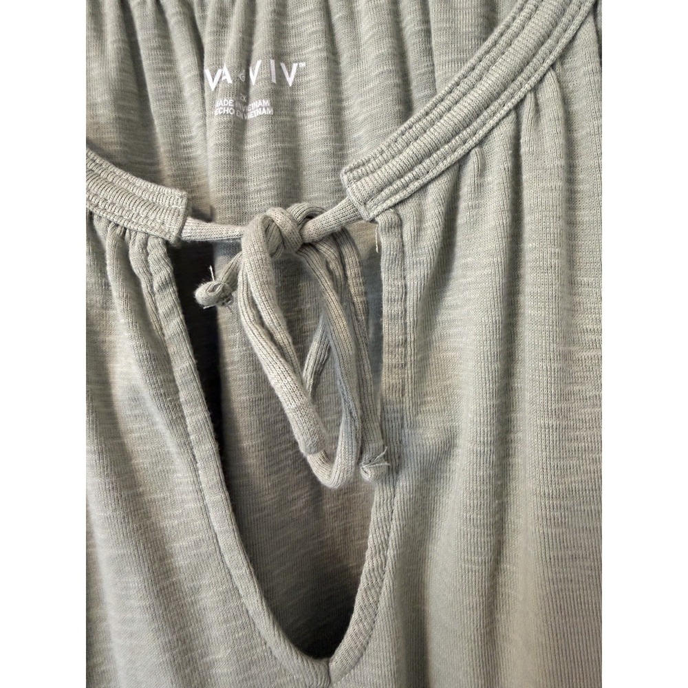 Ava & Viv Tank Top Womens 2X Green Keyhole Tie Neck Sleeveless Basic Soft NWOT - Picture 5 of 13
